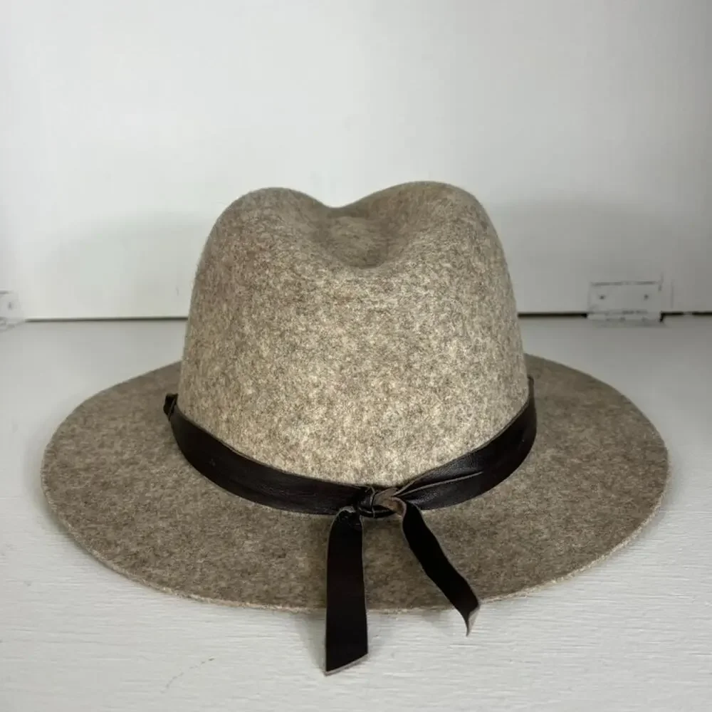 ORVIS 100% Wool Fedora Hat with Trim Women's Size Large Tan